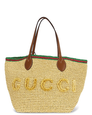 Gucci Faux Raffia Tote Bag