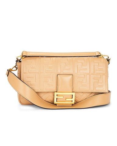 Fendi FF Embossed Baguette Shoulder Bag