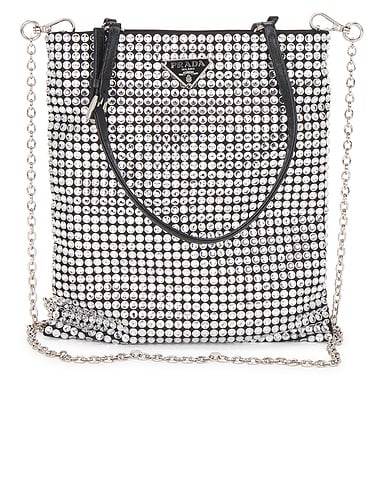 Prada Crystal Embellished Satin Tote Bag