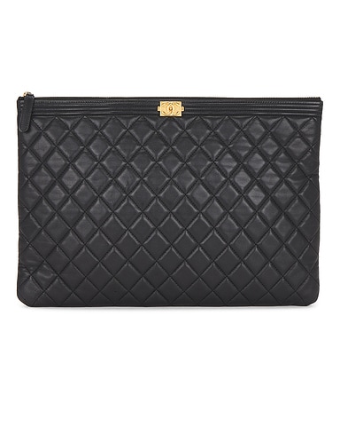 Chanel Lambskin Large Boy O Case Clutch