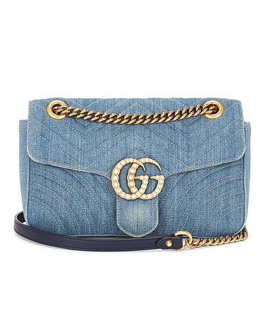 Gucci Denim GG Marmont Shoulder Bag