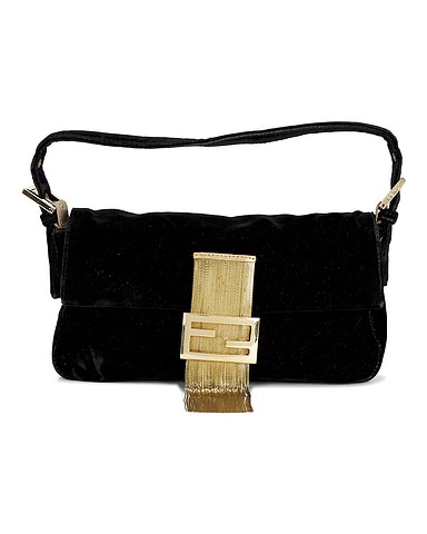 Fendi Velvet Baguette Shoulder Bag