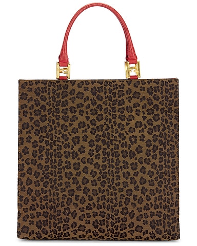 Fendi Leopard Shopping Tote Bag