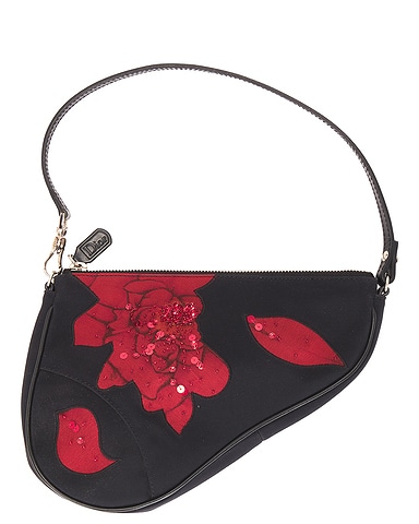 Dior Satin Embroidered Limited Edition Mini Saddle Bag