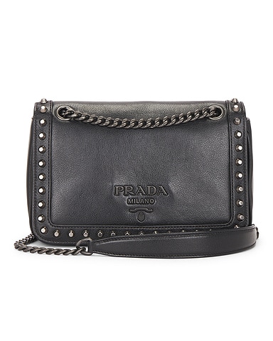 Prada Glace Calfskin Studded Crossbody Bag