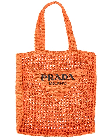 Prada Crochet Raffia Tote Bag