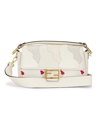 Fendi Mink Fur Nappa Faces Baguette Shoulder Bag