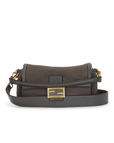 Fendi Shearling Baguette Shoulder Bag