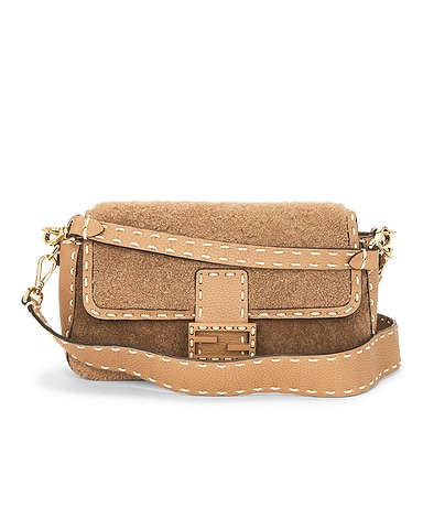 Fendi Shearling Baguette Shoulder Bag