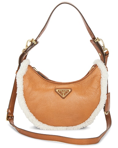 Prada Shearling Arque Shoulder Bag