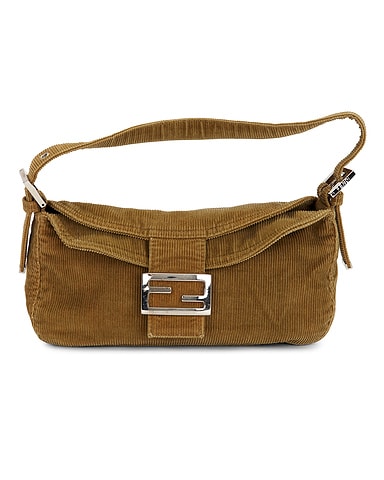 Fendi Corduroy Baguette Shoulder Bag