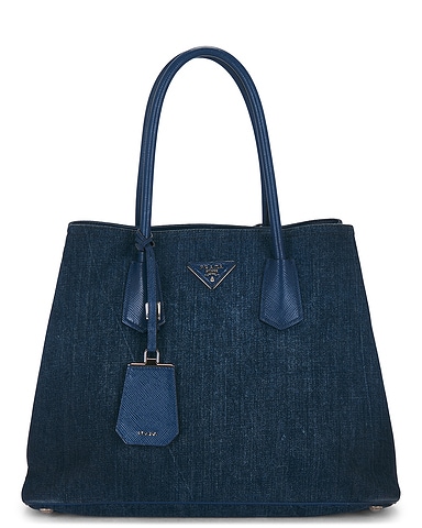 Prada Denim Saffiano Double Tote Bag