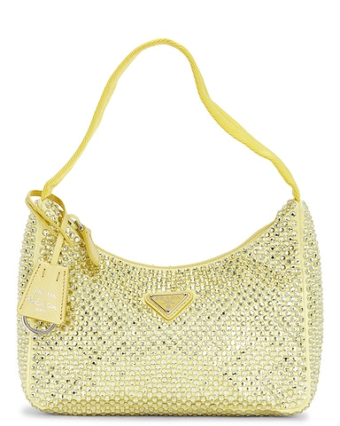 Prada Satin Crystal Mini Re-Edition 2000 Shoulder Bag