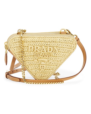 Prada Raffia Mini Triangle Shoulder Bag