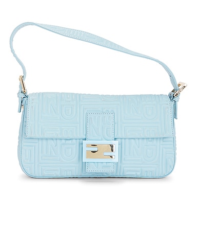 Fendi Logo Embossed Baguette Shoulder Bag