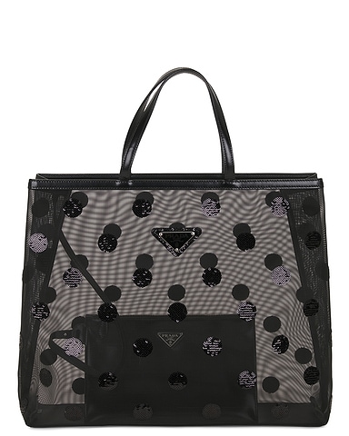 Prada Polka Dot Sequined Mesh Tote Bag