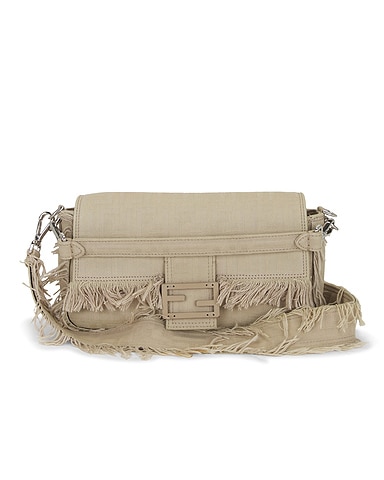 Fendi Zucca Fringe Baguette Shoulder Bag