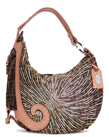 Fendi Zucca Embellished Selleria Oyster Shoulder Bag