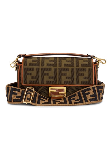 Fendi Zucca Embroidered Baguette NM Shoulder Bag