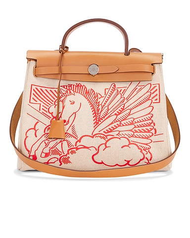 Hermes Toile & Leather Pegase Pop Herbag Zip 31 Handbag