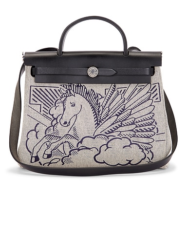 Hermes Toile & Leather Pegase Pop Herbag Zip  31 Handbag