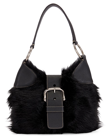 Prada Eco Lapin Faux Fur Buckle Hobo Bag