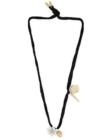 Lucky Charms Black Flower Cord Necklace