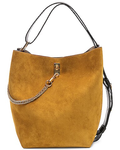 Medium Suede & Leather Bicolor GV Bucket Bag