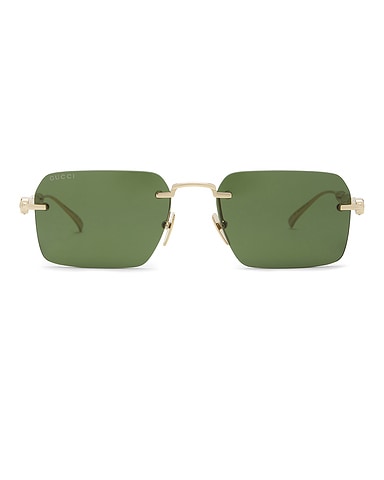 Rectangular Bamboo Metal Sunglasses