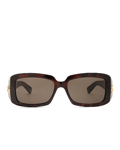 Rectangular Squared Sunglasses In Havana Brown