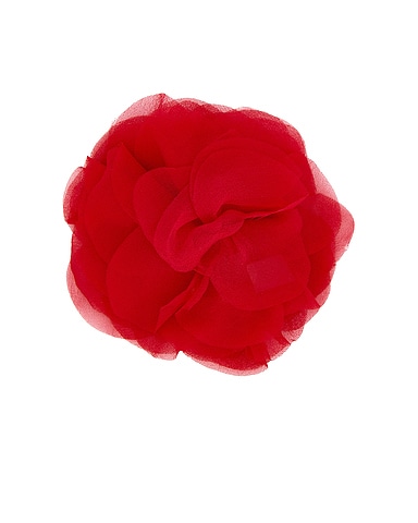 Red Silk Flower Pin