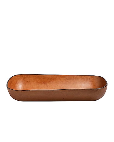 Molded Leather Oversized Oval Bowl
