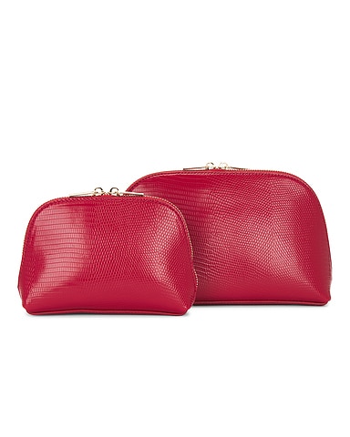 Red Python Embossed Pouch Set