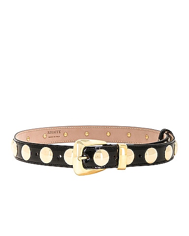 Studded Benny Belt In Black & Gold