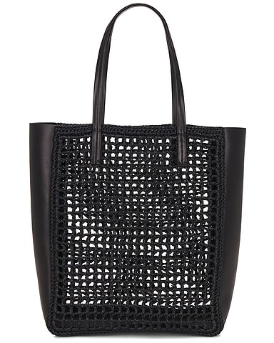 Zoe Patchwork Raffia Tote Bag