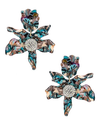 Crystal Lily Clip Earrings