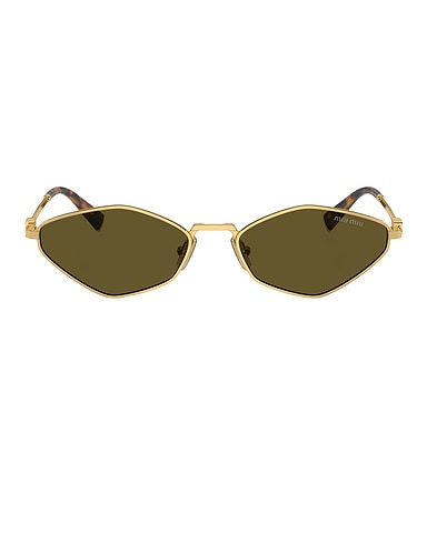 Narrow Oval Sunglasses in Gold