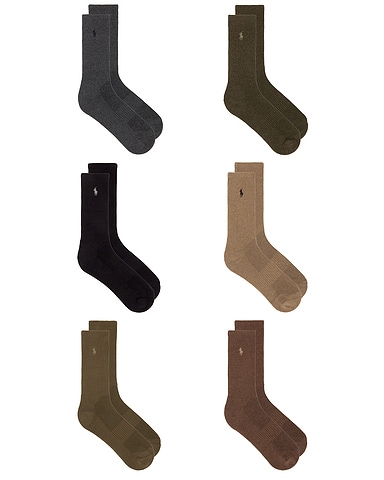 Performance Cotton Crew Socks 6-Pack