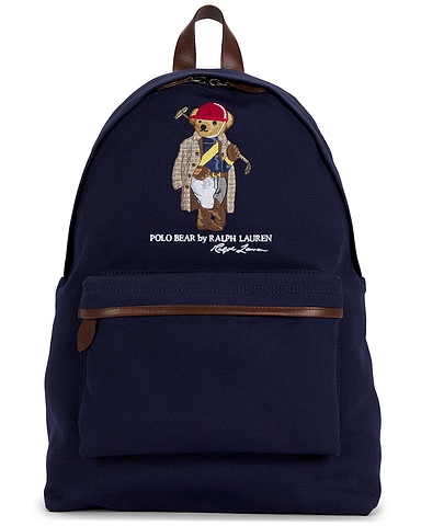 Canvas & Leather Novelty Polo Society Bear Large Backpack