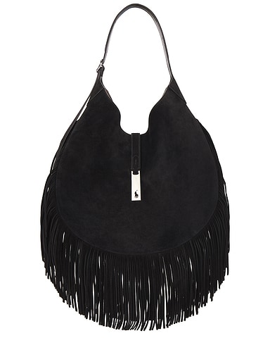 Large Fringe Suede Id Shoulder Bag