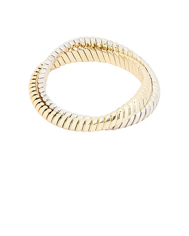 Double Cobra Bracelet in Shiny Gold & Bright Silver