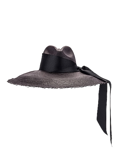 Panama Hat With Maxi Bow in Black