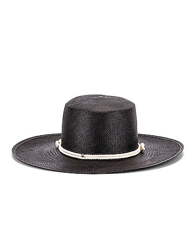 Long Brim Cord & Seashell Hat