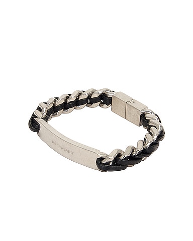 Tag Curb Chain & Leather Bracelet
