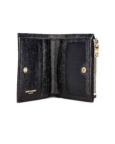 Saint Laurent Cassandra YSL Quilted Lambskin Leather Card Holder