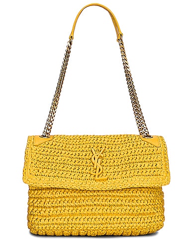 Medium Niki Raffia Monogramme Chain Bag