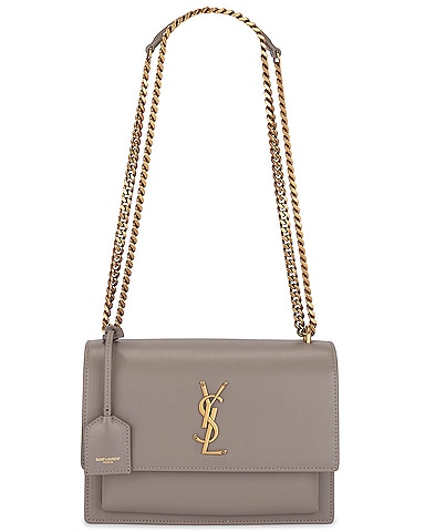 Saint Laurent Mini Sunset Chain Bag in Red Orange