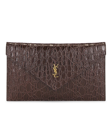 Cuir Effect Croco Naturel Pouch