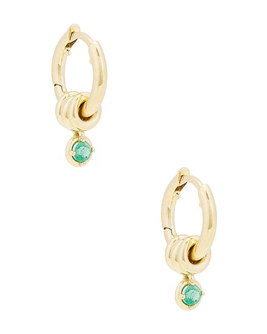 Zahra Hoop Emerald Earrings