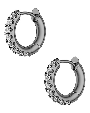 Mini Micro Hoop Pave Gris Earrings